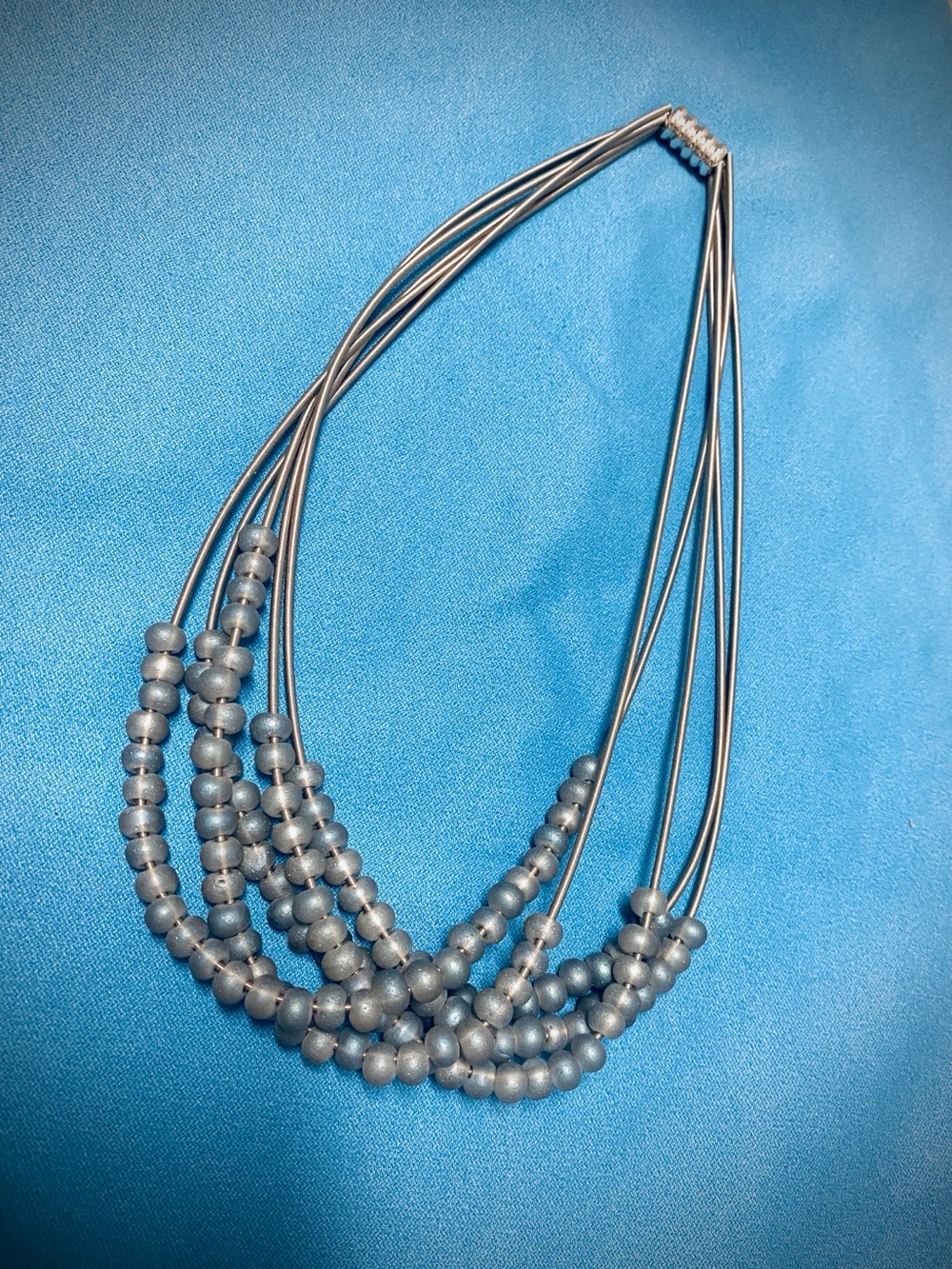 Sea Lily Multi-Strand Blue/Gray Bead Necklace - Contemporary Women's Jewelry